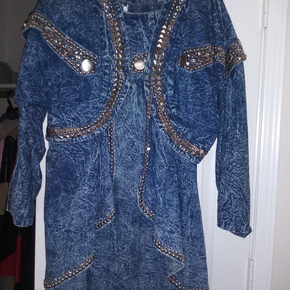 denim suits with rhinestones